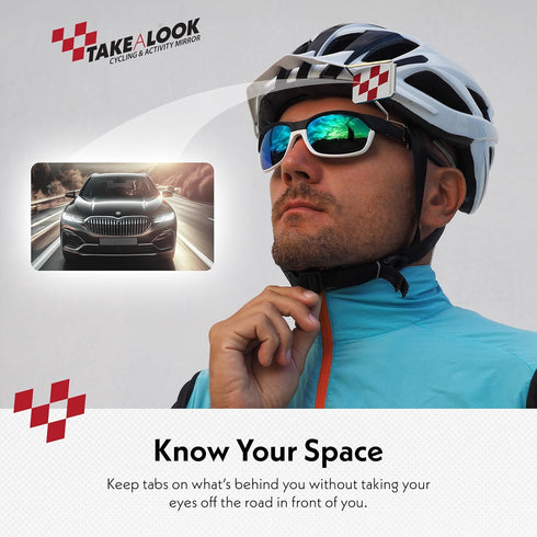 Take A Look Active Original Activity Mirror for Sunglasses, Bike Helmets, or Visors Rear View Mirror for Cycling and Other Outdoor Activities...