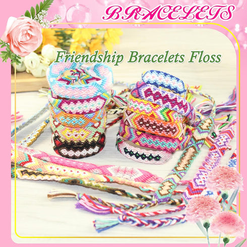 Friendship Bracelet String 50 Skeins Fashionable Rainbow Color Embroidery Floss Cross Stitch Embroidery Thread Cotton Floss Bracelet Yarn, Craft F...