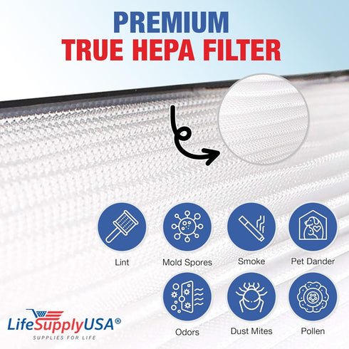 LifeSupplyUSA True HEPA Filter Replacement Compatible with Hunter 30610, 30611, 40882, 40884, 408841 Air Purifier...