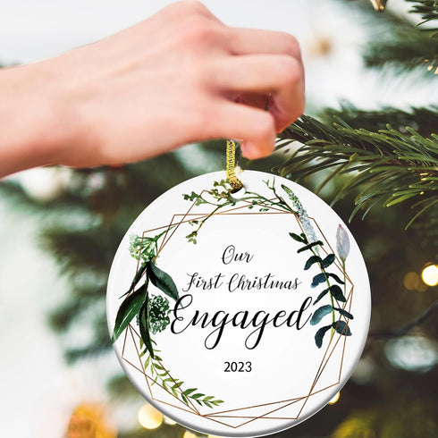 Engaged Ornament 2023 Christmas Decoration - Wedding Shower & Just Married Gift - Engraved...