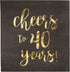 BLUE PANDA 40th Birthday Napkins - 50-Pack 3-Ply 5 x 5 in Black & Gold Foil - Cheers to 40 Years Design for 40th Birthday & Anniversary Parties...