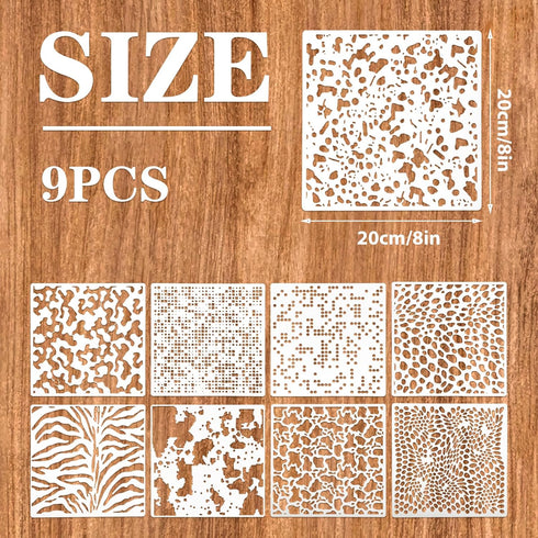 9 Pcs Camo Stencils for Spray Paint, Camouflage Spray Paint Templates Camo Pattern Stencil Kit Camo Paint Stencils for Boat Metal DIY Crafts...