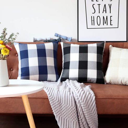 Buffalo Check Plaid Pillow Covers Farmhouse 16 x 16 Throw Pillow Covers Decorative Outdoor Throw Pillows for Couch Sofa Bed Christmas Home Decor P...
