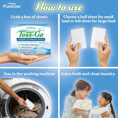 Toss & Go Laundry Detergent Sheets, Eco-Friendly Washing Machine Sheet, Powerful Cleaning, No Mess, Lightweight, Odor Removal, Laundry Cleaning Su...