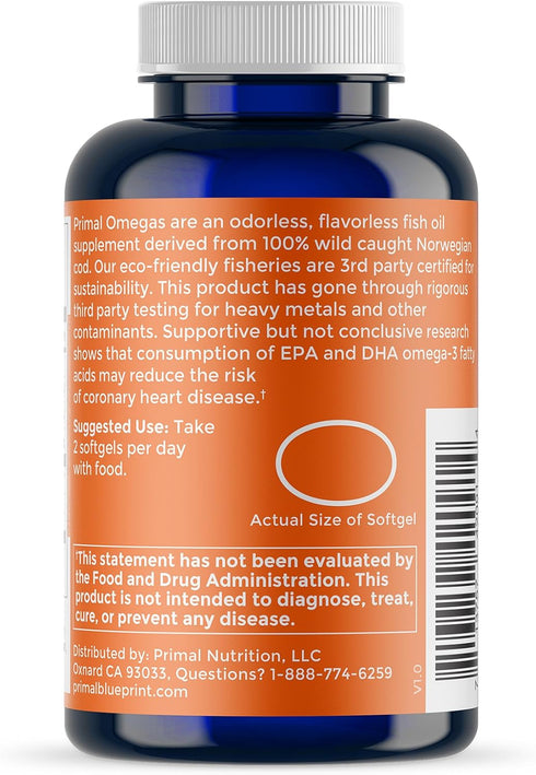 Primal Blueprint Primal Omegas, Omega-3 Fatty Acid Daily Supplement, 120 Count...
