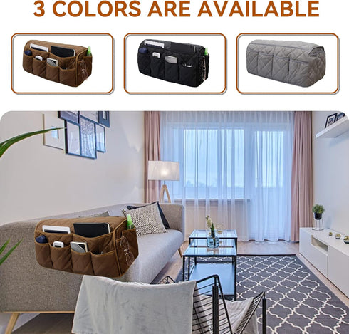 Armchair Caddy, Waterproof Sofa Armrest Organizer, Non Slip Recliner Organizer, Remote Holder for Recline, Recliner Caddy with 14 Pockets Storage ...