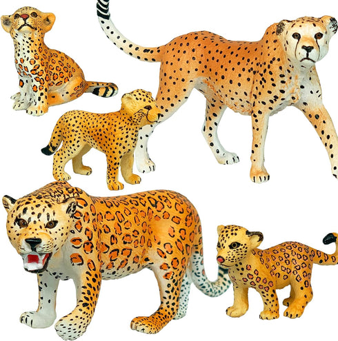 Gemini&Genius Jaguar Toys, Safari Animal Cheetah Toys, Leopard Family Playset Figures, Wildlife World Models, Birthday Cake Toppers or Gifts for K...