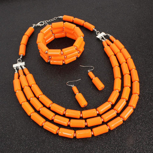 Fashion Handmade Bead Multilayer Statement Necklace Bracelet Earrings Jewelry Set...