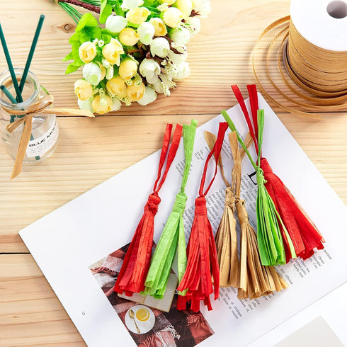 Whaline 229 Yards Raffia Paper Ribbon Christmas Kraft Craft Packing Paper Twine for Festival Gifts, DIY Decoration and Weaving, 1/4 inch Width...