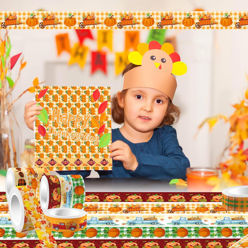 12 Rolls Thanksgiving Washi Tape Set 16.4ft Pumpkin Autumn Leaves Decorative for Fall Scrapbook DIY Wrapping Crafts, Scrapbooking, Gift Tape Junk ...