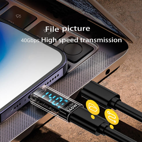 USB C Adapter, 140W Type C Female to USB C Male Extension Adapter USB-C Power Meter Tester with Digital LED Display for iPhone 15/Plus/Pro/Pro max...