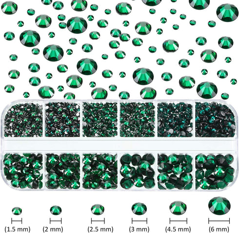 2000 Pieces Flat Back Gems Rhinestones 6 Sizes (1.5-6 Mm) Round Crystal Rhinestones with Pick up Tweezer and Rhinestones Picking Pen for Crafts Na...