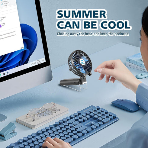 KIBEE Portable Fan,5200mAh Rechargeable Handheld Fan,180° Foldable Hand Fan,personal Fan,3 Wind Speeds Camping Fan.Mini Fan for outdoor,home,makeu...