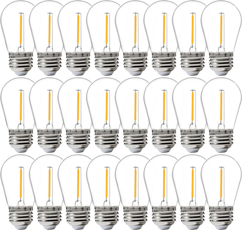 FLSNT 24 Pack LED S14 Replacement Light Bulbs, Shatterproof Waterproof 1W Outdoor String Light Bulbs, E26 Regular Base, 2200K Warm White, CRI80, N...