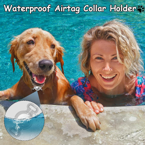 Airtag Dog Collar Holder Waterproof 2 Pack, Airtag Cases for Pet Cats Dog GPS Tracker,Silicone Airtag Holder (for Apple Airtag) Anti-Lost Personal...