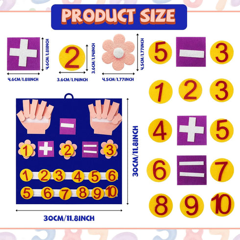 2 Handmade Felt Finger Toy Set Felt Math Toys Number Learning Counting Finger Boards Kindergarten Math Games Early Learning Toys Addition Subtract...