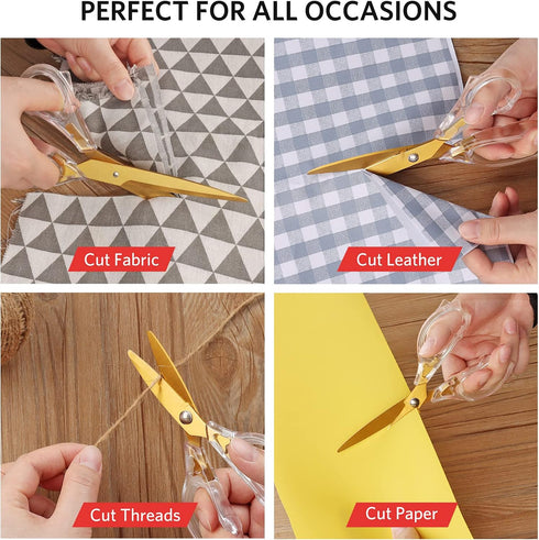 Acrylic Scissors, Ultra-Sharp Titanium Coated Blades and Ergonomic Clear Handle, Four Different Size All Purpose Scissors, Modern Design for Craft...