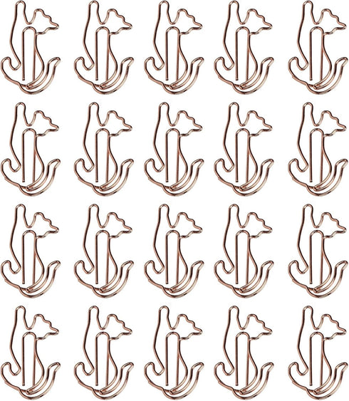 20Pcs Cute Cat Shaped Paper Clips, Metal Animal Shaped Clips, Rose Gold Paperclips for Office, Paper, and Memo...