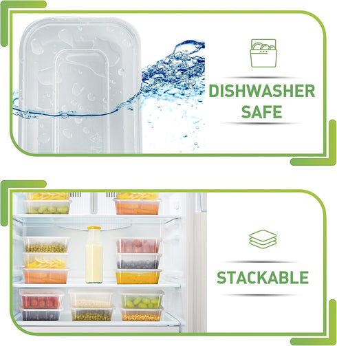 PrepNaturals 10 Pack Meal Prep Containers - 10 Pack of 25 Oz 100% BPA-free Plastic Food Storage Containers with Lids - Reusable Plastic Containers...