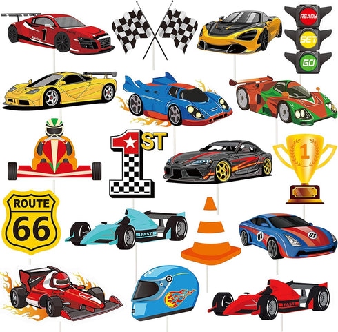 36Pcs Race Car Cupcake Toppers Racing Car Birthday Decorations for Race Car Birthday Party Favors Let's Go Racing Party Racing Car Baby Shower Sup...