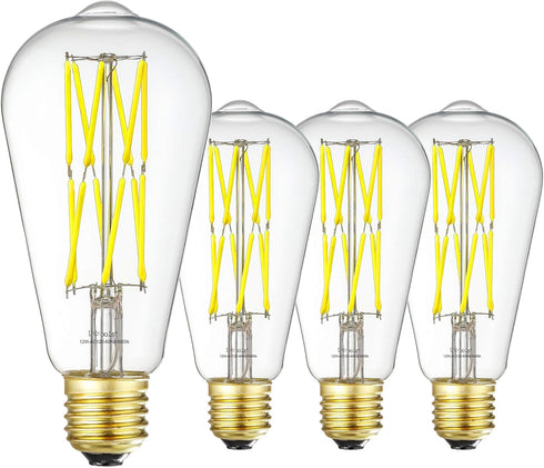 LEOOLS Dimmable E26 LED Filament Light Bulbs, 100 Watt Equivalent,5000K Daylight White,Classic Clear Glass Edison Style Vintage LED Light Bulbs,4 ...