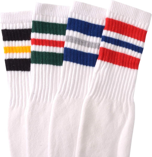Mens Classic Three Stripe Sports Tube Socks Size 13-15 (4-Pairs)...