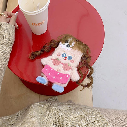 Ugly Phone Case for iPhone 14,DIY Hair Doll with Camera Protector Plush Weird Phone Case,Winter Warm Furry Shockproof Funny Case for iPhone 14 Wom...