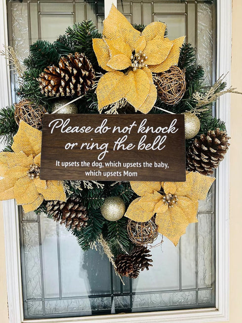 Baby sleeping sign for front door - Please do not knock or ring the bell, it upsets the dog, which upsets the baby, which upsets mom - No soliciti...