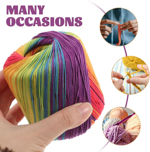 1 Roll 133M Color Segment Dyed Gradient Cotton Yarn DIY Thread Hand Crocheted Scarf Hat Shawl Line Material for Hand Knitting DIY Sweater Blanket ...