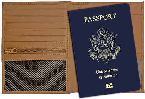 Light Brown RFID Genuine Leather Passport Wallet...