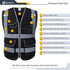 JKSafety 9 Pockets High Visibility Safety Vest for Men and Women, Hi-Vis Reflective Black Safety Vests with Zipper Front, Meet ANSI/ISEA Standards...