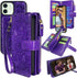 Harryshell Compatible with iPhone 12 / iPhone 12 Pro Case Wallet Detachable Magnetic Zipper Leather Cash Pocket with 12 Card Slots Holder Wrist St...