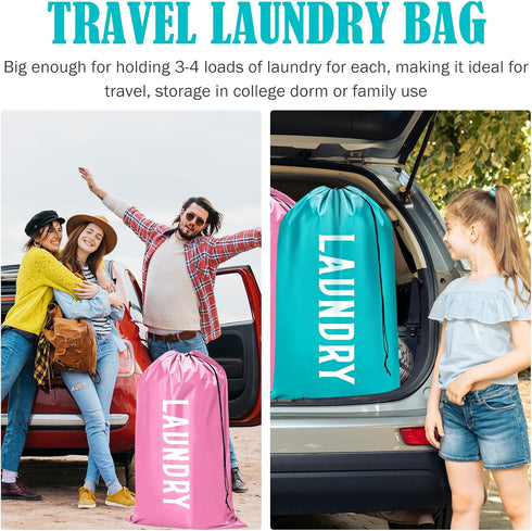 Fiodrimy 2 Pack XL Travel Laundry Bag, Machine Washable Dirty Clothes Organizer, Large Enough to Hold 4 Loads of Laundry, Easy Fit a Laundry Baske...