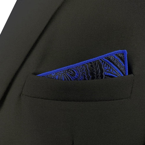 S&W SHLAX&WING Ties for Men Blue Navy Paisley Matching Pocket Square Only...