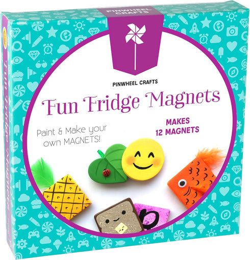 Pinwheel Crafts Magnetic Mini Tile Art Kit - DIY Kids Arts and Crafts Painting Kit - Decorate Cute Refrigerator or School Locker Magnets, Mini Art...