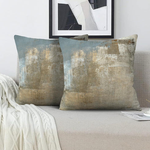 Grey and Beige Abstract Art Contemporary Pillow Cover, Modern Neutral Decorative Throw Pillows Cushion Cover for Bedroom Sofa Living Room 18 x 18 ...