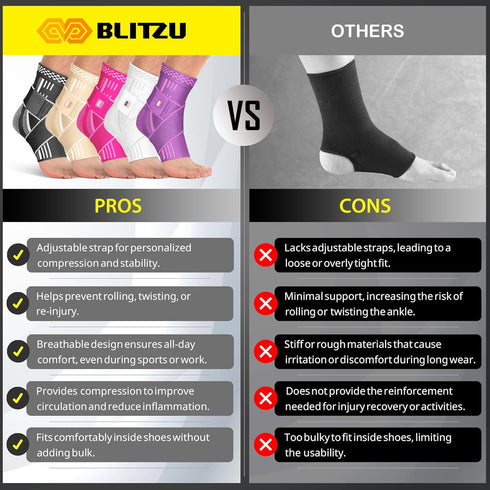 Ankle Brace for Women, Men, Plantar Fasciitis Relief, Achilles Tendonitis Brace for Sprained Foot, Ankle Compression Sleeve with Strap Black L...