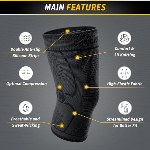 CAMBIVO 2 Pack Knee Braces for Knee Pain, Knee Compression Sleeve for Men and Women, Knee Support for Meniscus Tear, Running, Weightlifting, Worko...