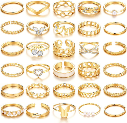 Vintage Gold Knuckle Rings Set for Women,Bohemian Stackable Joint Finger Ring Sets,Y2K Fashion Cute Retro Midi Rings Pack Trendy Dainty Jewelry Gi...