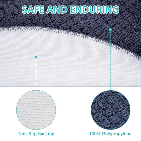 Half Round Non-Slip Kitchen Bedroom Toilet Doormat Floor Rug Mat Keeps Your Floors Clean Decorative Design (Large, Blue)...