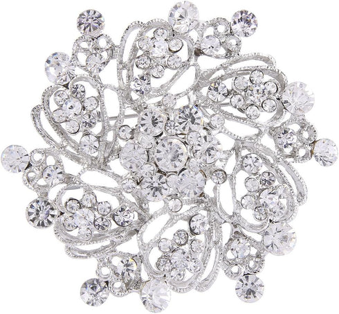 EVER FAITH Wedding Corsage Jewelry Austrian Crystal Elegant Flower Wreath Brooch Pin for Women...