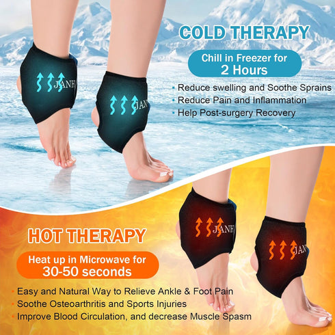 Ankle Ice Pack Wrap for Swelling, Reusable Gel Ice Pack for Sprained Ankle Injuries, Foot Pain Relief, Hot Cold Therapy for Achilles Tendonitis, P...