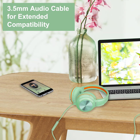 SIMOLIO Kids Headphones with Cord, Wired Headphones with Microphone for School Travel, 85dB/94dB/104dB Volume Limited, Portable Foldable & Adjusta...