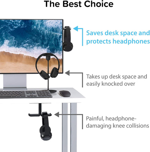 TotalMount Monitor Stand for Headphones and Headsets (Premium-Grade Holder Saves Desk Space and Protects Headphones)...