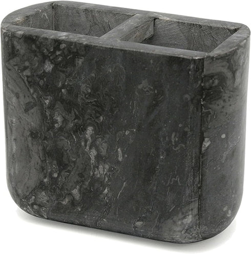 Creative Home Natural Charcoal Marble Maluku Collection Deluxe Rectangular Toothbrush Holder Makeup Brush Organizer Bathroom Countertop Organizer...
