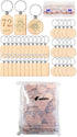 24 Pcs Wooden Keychain Blanks Wood Engraving Blanks Key Chain Unfinished Rectangle Oval Round Wood Key Tag with Plastic Storage Container for DIY ...