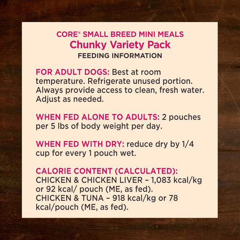 Wellness Core Grain Free Small Breed Mini Meals Chunky Variety Pack, 3 oz (Pack of 12)...