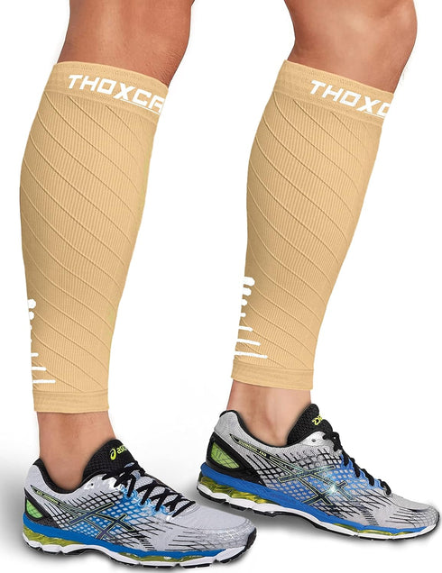 Calf Compression Sleeve for Men Women (2 Pairs), Leg Support Footless Compression Socks for Running - Shin Splint Varicose Veins Swelling & Pain R...