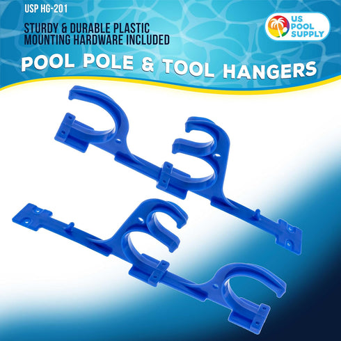 U.S. Pool Supply Set of 2 Plastic Pool Hangers for Telescopic Poles - Store Poles with Nets, Vacuums, Hoses & Attachments...