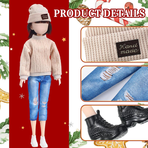 Bencailor 8 Pcs Doll Clothes Girls Doll Accessories Include Wear Sweater Dolls Pants Shoes Hat for Winter 12 Inch Doll(Elegant)...
